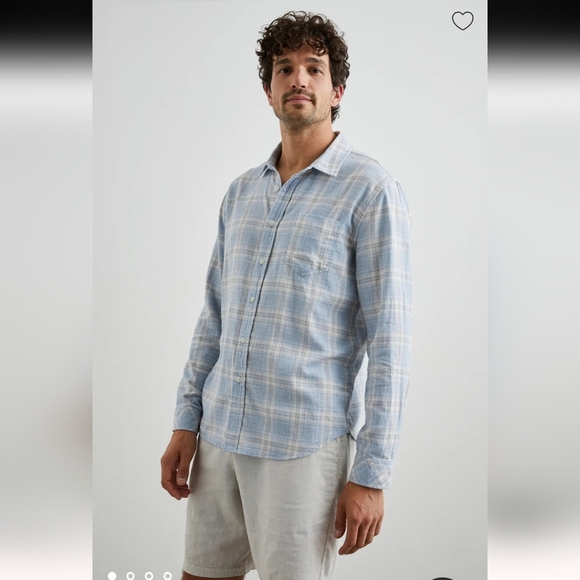 Rails Wyatt faded blue grey plaid button down soft cotton shirt L - Picture 1 of 14